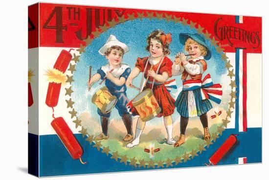 4th of July Greetings, Child Fife and Drum Corps-null-Stretched Canvas