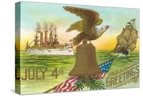 4th of July Greetings, Liberty Bell, Etc.-null-Stretched Canvas