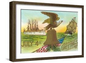 4th of July Greetings, Liberty Bell, Etc.-null-Framed Art Print