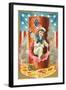 4th of July, Sailor Boy Jumping out of Rocket-null-Framed Art Print