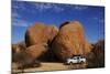 4X4 and Campsite Beside Giant Boulders at Spitzkoppe, Namibia-David Wall-Mounted Photographic Print