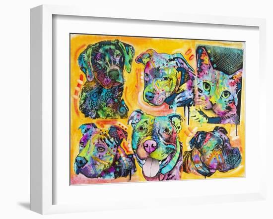 5 Dogs and a Cat-Dean Russo-Framed Giclee Print