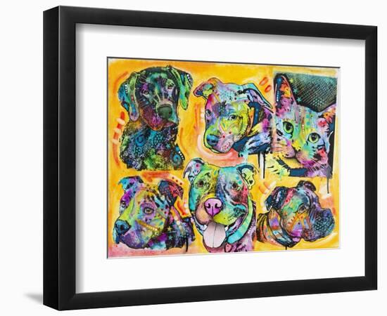 5 Dogs and a Cat-Dean Russo-Framed Premium Giclee Print