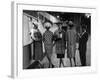 5 Models Wearing Fashionable Dress Suits at a Race Track Betting Window, at Roosevelt Raceway-Nina Leen-Framed Photographic Print