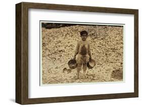 5 Year Old Migrant Shrimp-Picker Manuel in Front of a Pile of Oyster Shells-Lewis Wickes Hine-Framed Photographic Print