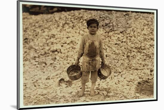 5 Year Old Migrant Shrimp-Picker Manuel in Front of a Pile of Oyster Shells-Lewis Wickes Hine-Mounted Photographic Print