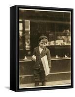 5 Year Old Newsboy Tommy Hawkins Only 3 Ft 4 Ins Tall, Working in St. Louis, Missouri, 1910-Lewis Wickes Hine-Framed Stretched Canvas