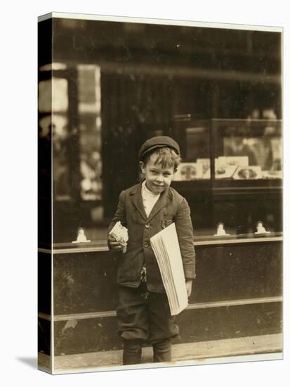 5 Year Old Newsboy Tommy Hawkins Only 3 Ft 4 Ins Tall, Working in St. Louis, Missouri, 1910-Lewis Wickes Hine-Stretched Canvas