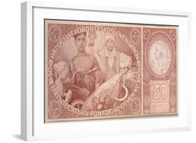 50 Crown Banknote of the Republic of Czechoslovakia, 1931-Alphonse Mucha-Framed Giclee Print