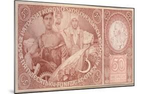 50 Crown Banknote of the Republic of Czechoslovakia, 1931-Alphonse Mucha-Mounted Giclee Print