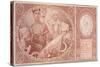 50 Crown Banknote of the Republic of Czechoslovakia, 1931-Alphonse Mucha-Stretched Canvas