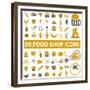 50 Food Shop Icons, Signss Set-VectorForever-Framed Premium Giclee Print