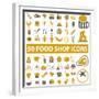 50 Food Shop Icons, Signss Set-VectorForever-Framed Premium Giclee Print