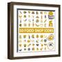 50 Food Shop Icons, Signss Set-VectorForever-Framed Art Print