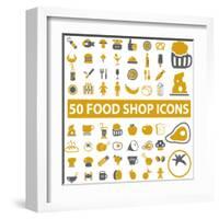 50 Food Shop Icons, Signss Set-VectorForever-Framed Art Print