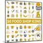 50 Food Shop Icons, Signss Set-VectorForever-Mounted Art Print