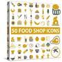 50 Food Shop Icons, Signss Set-VectorForever-Stretched Canvas