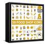 50 Food Shop Icons, Signss Set-VectorForever-Framed Stretched Canvas