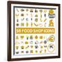 50 Food Shop Icons, Signss Set-VectorForever-Framed Art Print