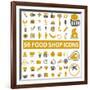 50 Food Shop Icons, Signss Set-VectorForever-Framed Art Print