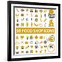 50 Food Shop Icons, Signss Set-VectorForever-Framed Art Print