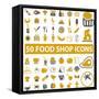 50 Food Shop Icons, Signss Set-VectorForever-Framed Stretched Canvas