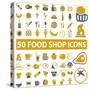 50 Food Shop Icons, Signss Set-VectorForever-Stretched Canvas