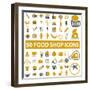 50 Food Shop Icons, Signss Set-VectorForever-Framed Art Print