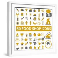 50 Food Shop Icons, Signss Set-VectorForever-Framed Art Print