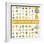 50 Food Shop Icons, Signss Set-VectorForever-Framed Art Print