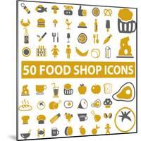 50 Food Shop Icons, Signss Set-VectorForever-Mounted Art Print