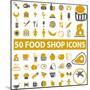 50 Food Shop Icons, Signss Set-VectorForever-Mounted Art Print