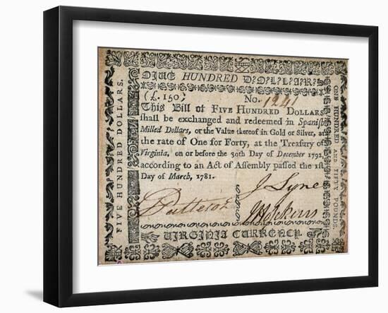 500 Dollar Note, C. 1781-null-Framed Giclee Print