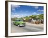 50s American Car Passing Ox and Cart, Pinar Del Rio Province, Cuba-Jon Arnold-Framed Photographic Print