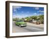 50s American Car Passing Ox and Cart, Pinar Del Rio Province, Cuba-Jon Arnold-Framed Photographic Print