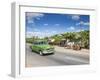 50s American Car Passing Ox and Cart, Pinar Del Rio Province, Cuba-Jon Arnold-Framed Photographic Print