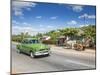 50s American Car Passing Ox and Cart, Pinar Del Rio Province, Cuba-Jon Arnold-Mounted Photographic Print