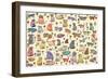 52 Cats, 2017, ink and collage-Sarah Battle-Framed Giclee Print