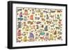 52 Cats, 2017, ink and collage-Sarah Battle-Framed Giclee Print