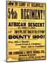 54th Regiment Recruiting Poster, 1863-Science Source-Mounted Giclee Print