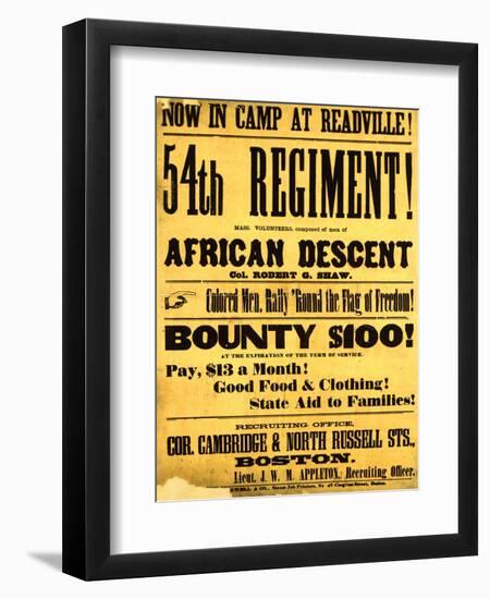 54th Regiment Recruiting Poster, 1863-Science Source-Framed Premium Giclee Print