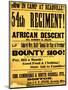 54th Regiment Recruiting Poster, 1863-Science Source-Mounted Premium Giclee Print