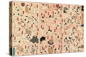 55 Cats Representing the Fifty-Three Stations of the Tokaido-Kuniyoshi Utagawa-Stretched Canvas