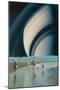 #559-spacerocket art-Mounted Giclee Print