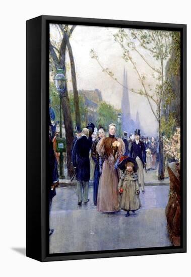 5th Avenue, Sunday, 1890-91-Childe Hassam-Framed Stretched Canvas
