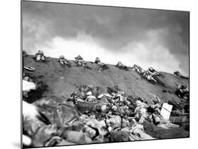 5th Division Marines Crawl Up a Slope on Red Beach No. 1 Toward Mt. Suribachi on Iwo Jima-null-Mounted Photo