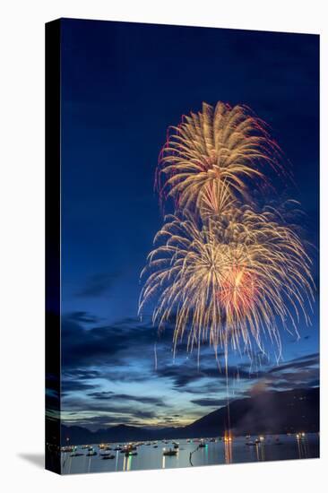 5th of July Fireworks over Whitefish Lake in Whitefish, Montana-Chuck Haney-Stretched Canvas