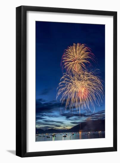 5th of July Fireworks over Whitefish Lake in Whitefish, Montana-Chuck Haney-Framed Photographic Print