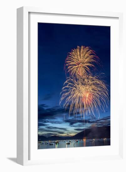 5th of July Fireworks over Whitefish Lake in Whitefish, Montana-Chuck Haney-Framed Photographic Print