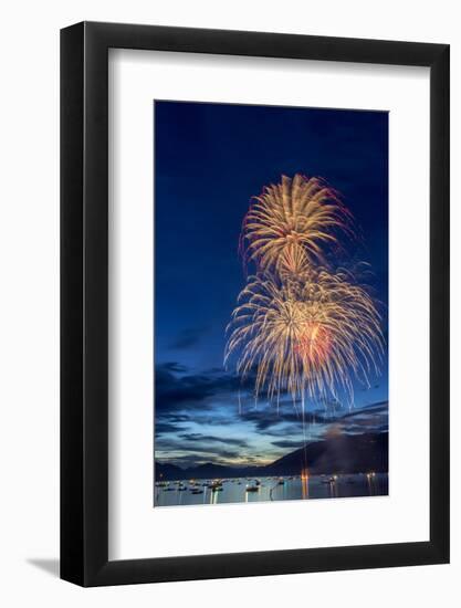 5th of July Fireworks over Whitefish Lake in Whitefish, Montana-Chuck Haney-Framed Photographic Print